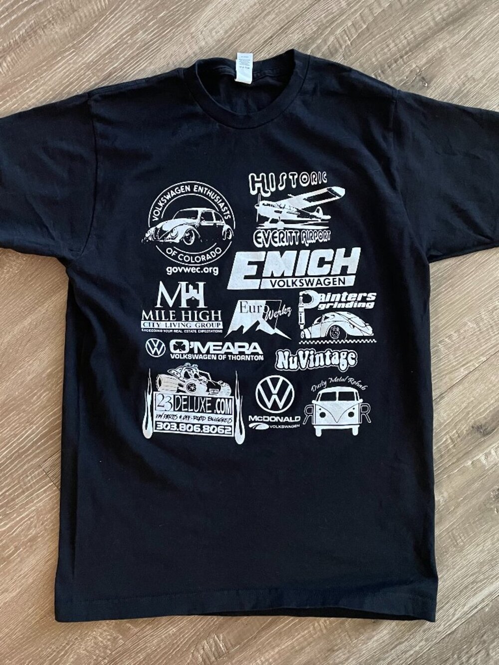 Vintage Volkswagen Men's T-Shirt Black Size M Graphic Crewneck Tee